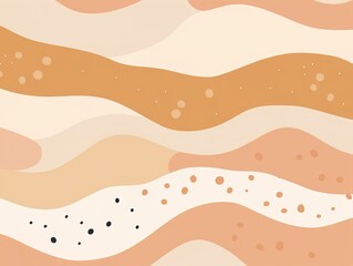 A stylish boho pastel abstract pattern featuring organic shapes and soft pastel colors. This design is with wavy beige and brown lines.