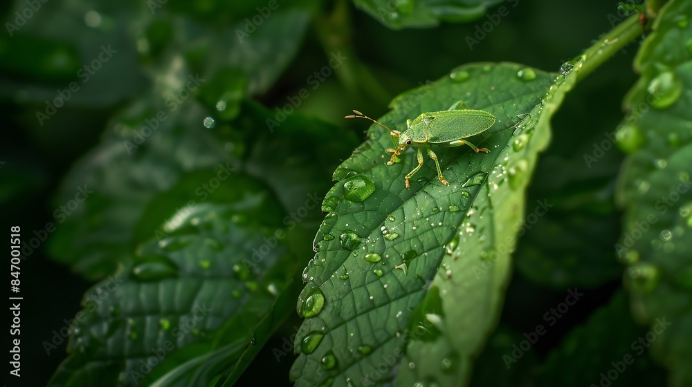 Poster common green shieldbug young one not yet fully grown note the camouflage colours make it hard to see