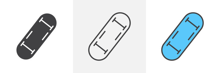 Skateboard icon set. Vector symbol for skater board. Skateboarding sport sign.