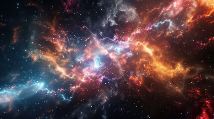 Fototapeta premium Abstract colorful space galaxy cloud nebula. Universe science astronomy. Supernova background wallpaper. Generative AI