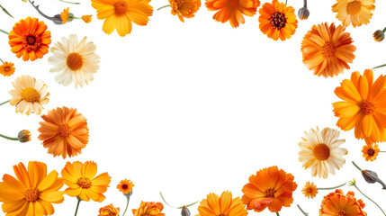 Illustration, different garden flowers on a white background.