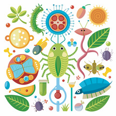 Biology Vectors illustrations, Biology and botany science concept