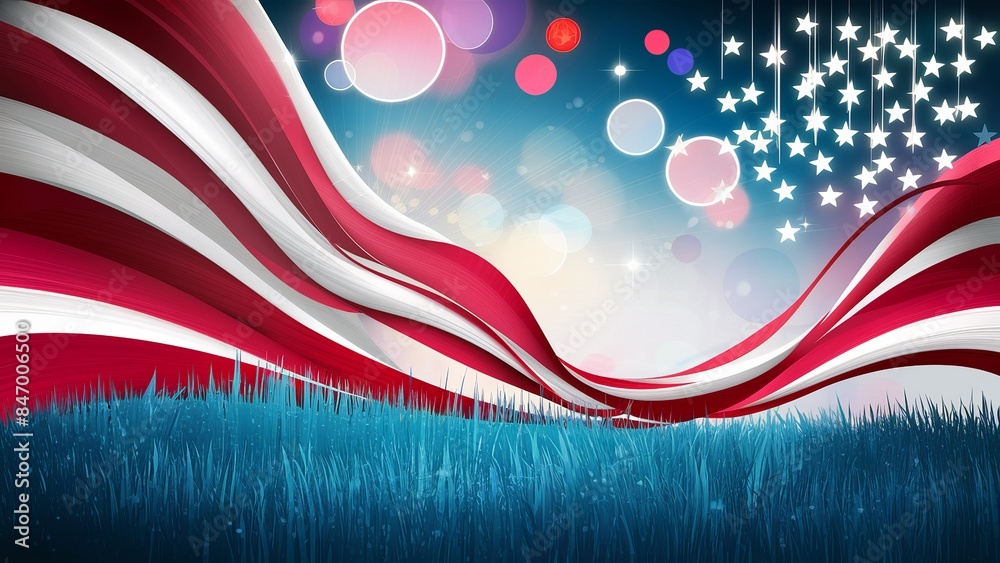 Wall mural usa 4th of july background, independence day, abstract background with a waving american flag