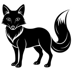 style fox silhouette vector black illustration