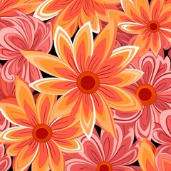60s/70s pink orange hippy pattern with flowers