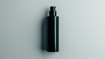 Elegant black cosmetic bottle on a solid background