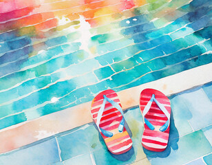 Naklejka premium sandals and poolside