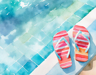 Naklejka premium sandals and poolside