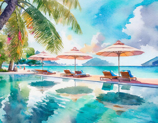 Obraz premium tropical poolside