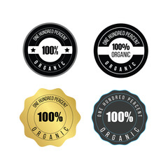 one hundred percent organic badges label collection