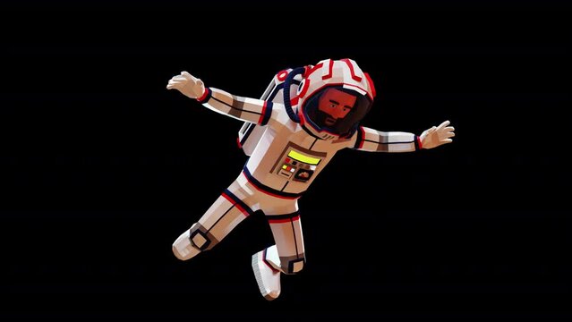 3d cartoon astronaut in the fall. Looping animation.