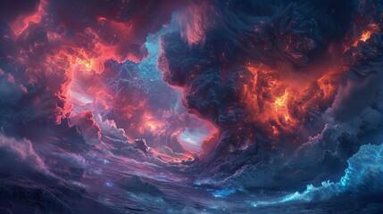 Fiery Cloudscape with a Glowing Sea