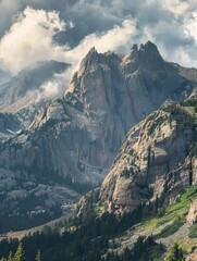 A horse stands at the base of a mountain, with the summit visible above