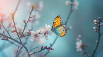 A butterfly perched on a tree branch, enjoying the view