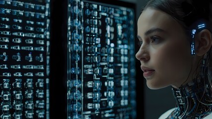 Young woman working with artificial intelligence : New AI model
