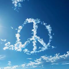 Naklejka premium peace sign made out of clouds in the sky
