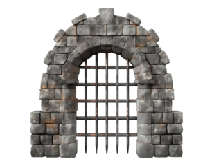 Stone arch gate isolated on transparent background
