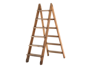 Wooden ladder isolated on transparent background