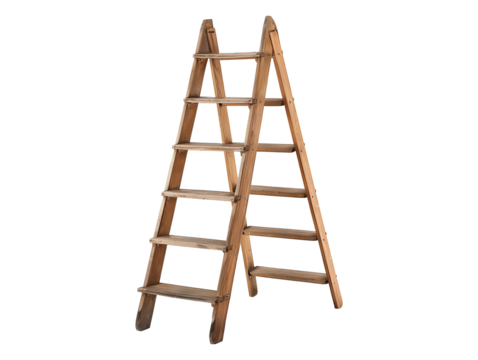 Wooden ladder isolated on transparent background