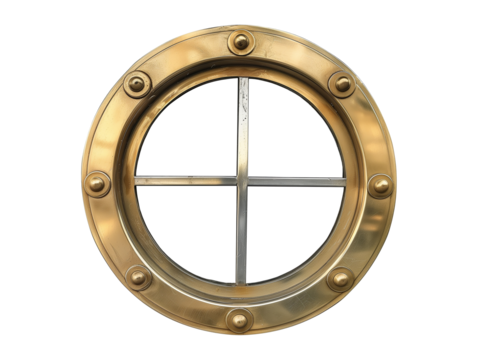 Boat ship porthole isolated on transparent background