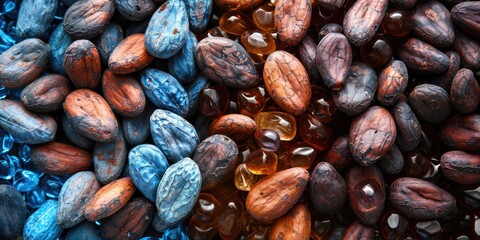 Obraz premium A high-quality close-up photo of various types of nuts, suitable for use in food-related contexts or as a decorative element