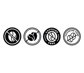 caffeine free icon badge sign symbol vector design illustration stamp sets