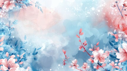 A colorful floral pattern featuring pink and blue flowers