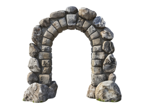Stone arch gate isolated on transparent background