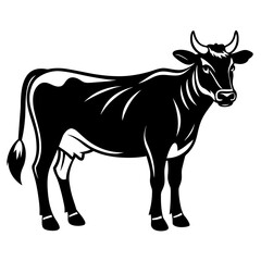 vector silhouette style cow logo illustration vect