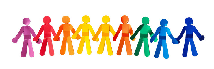 Colorful paper chain of people holding hands in front of each other