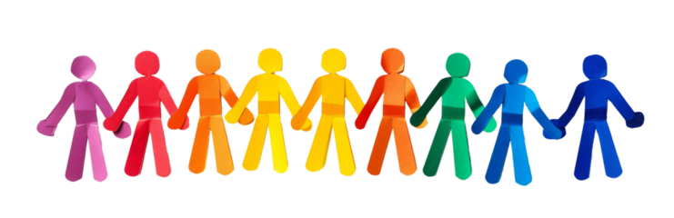 Colorful paper chain of people holding hands in front of each other