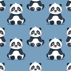 Seamless Pattern with Cute Funny Pandas: A Flat Style Vector Illustration for Children’s Designs