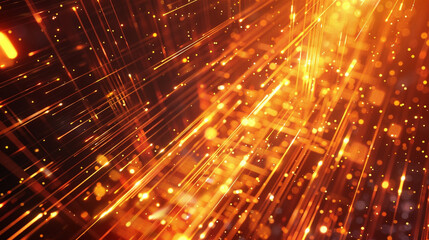 Obraz premium Orange and Amber glowing abstract geometric lines. PowerPoint and Business background.