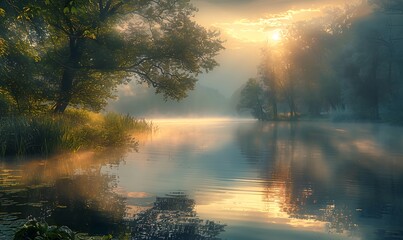 Misty Morning in the Countryside: Ethereal Beauty