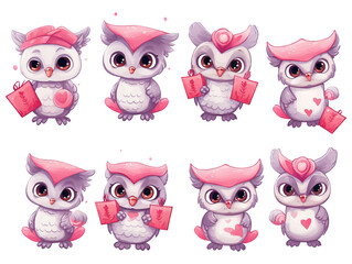 Watercolor valentines day love owl couple, hand drawn watercolor illustration for greeting card or invitation design