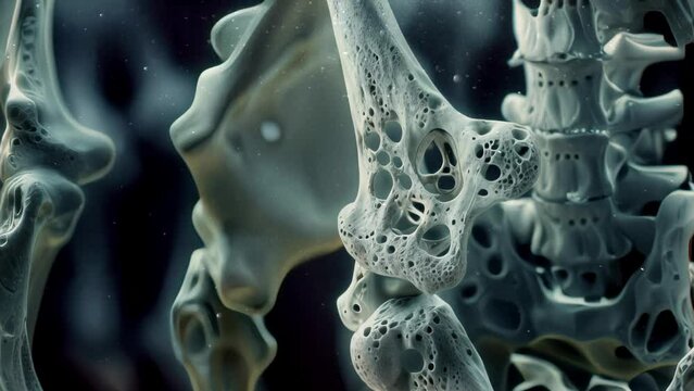 animation of osteoporosis bone micro structure