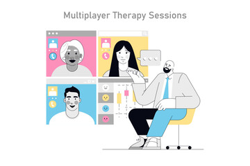 Gamification In Psychotherapy. Flat Vector Illustration