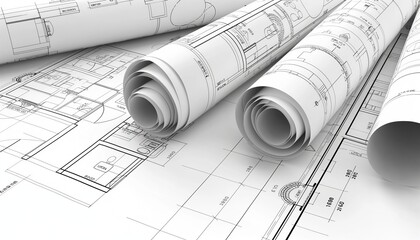 Architectural blueprints and technical drawings