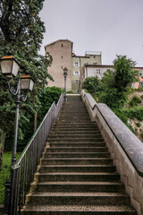 Italia, Piazza Goldoni, Trieste, rainny day.