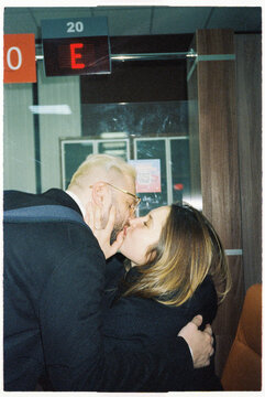 Passionate couple true love kiss 