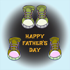Walking in His Steps - A Tribute to Dads Everywhere, Celebrate Father's Day with this heartwarming vector featuring iconic sneakers. Perfect for cards and tributes