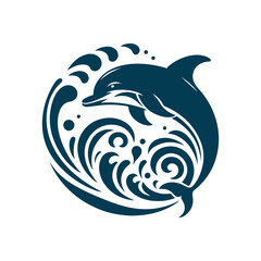 Dolphin Silhouette Clip art isolated vector illustration on a white background