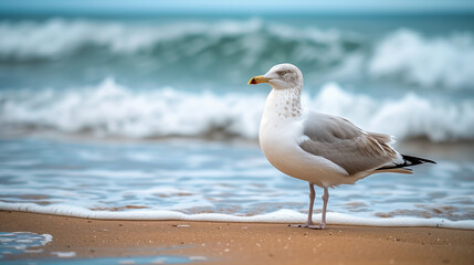 Gull on Beach Photo