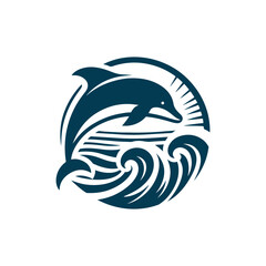 Dolphin Silhouette Clip art isolated vector illustration on a white background