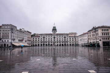 Unity of Italy Square in Trieste, Italy, Canal grande in Trieste city center, Italy