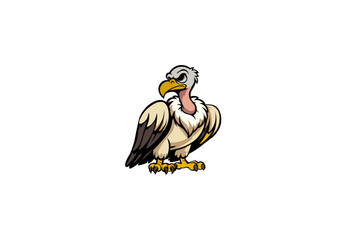 Vector illustration of a cartoon bird scavenger on a white background