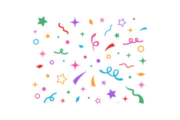 Colorful Confetti and Streamers Pattern. Vector icon.