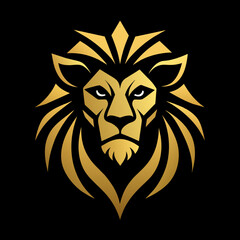 Elegant Golden Roaring Lion Face Logo - Premium Vector Design Radiating Luxury & Refinement