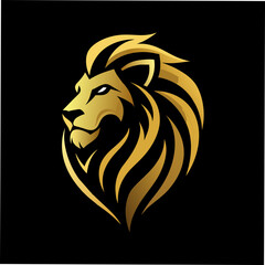 Elegant Golden Roaring Lion Face Logo - Premium Vector Design Radiating Luxury & Refinement