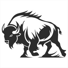 Silhouette bison logo design concept illustration